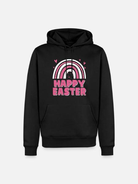 Happy Easter Women Cute Rainbow - Men’s Premium Organic Hoodie - black