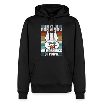 Sarcastic Cat Morning People Coffee Moody Kitty - Männer Premium Bio Hoodie - Schwarz - Vorne - Nico (187cm)
