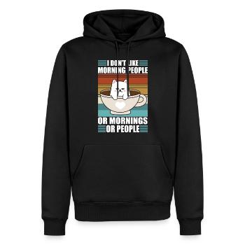 Sarcastic Kitty Coffee Moody Lazy Cat - Männer Premium Bio Hoodie - Schwarz - Vorne - Nico (187cm)
