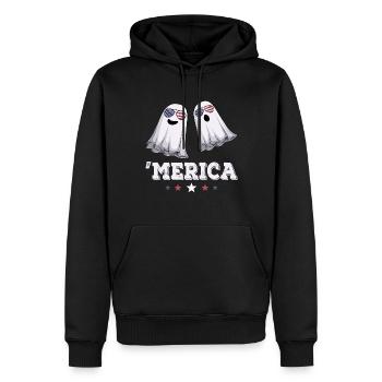 Ghosts Merica 4 juillet Drapeau américain USA - Sweat à capuche Premium bio Homme - noir - Devant - Nico (187cm)