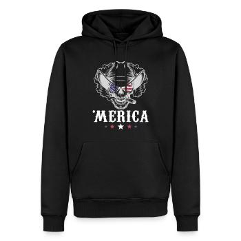 Smoking Skull Cowboy Merica 4th of July American F - Männer Premium Bio Hoodie - Schwarz - Vorne - Nico (187cm)