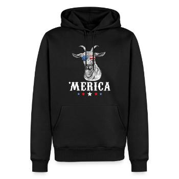 Goat Merica 4th of July American Flag USA - Männer Premium Bio Hoodie - Schwarz - Vorne - Nico (187cm)