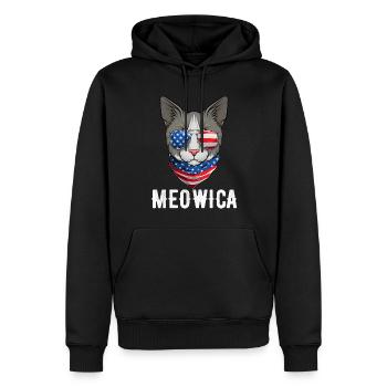 USA Cat 4th of July Kitten American Flag - Männer Premium Bio Hoodie - Schwarz - Vorne - Nico (187cm)