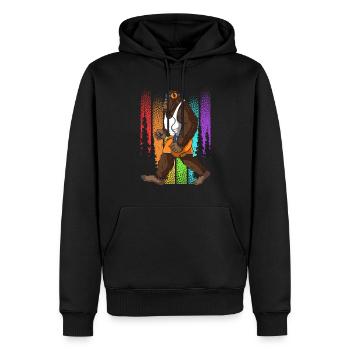 Retro Walking Bigfoot Unheimlich - Männer Premium Bio Hoodie - Schwarz - Vorne - Nico (187cm)