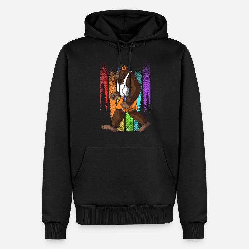 Retro Walking Bigfoot Unheimlich - Männer Premium Bio Hoodie - Schwarz