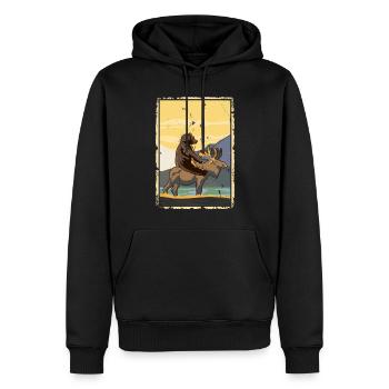 L’ours chevauche l’orignal La nature étrange - Sweat à capuche Premium bio Homme - noir - Devant - Nico (187cm)