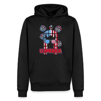 Patriotic Lama USA America Feux d’artifice - Sweat à capuche Premium bio Homme - noir - Devant - Nico (187cm)