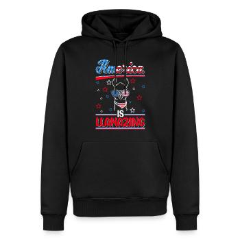 Llama USA Hommes Femmes Amérique 4 juillet - Sweat à capuche Premium bio Homme - noir - Devant - Nico (187cm)