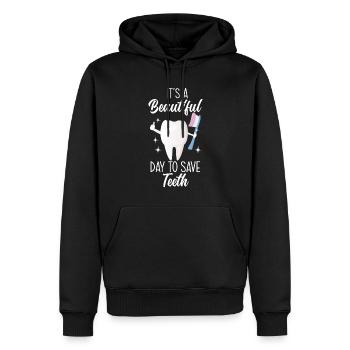 Dentiste Assistant dentaire Assistant dentaire Cadeau - Sweat à capuche Premium bio Homme - noir - Devant - Nico (187cm)