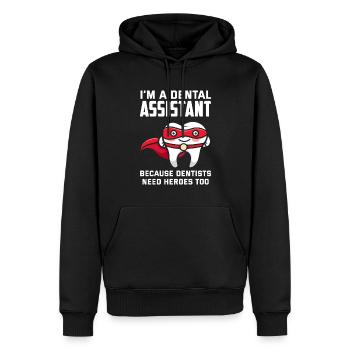 Dentiste Assistant dentaire Assistant dentaire Cadeau - Sweat à capuche Premium bio Homme - noir - Devant - Nico (187cm)