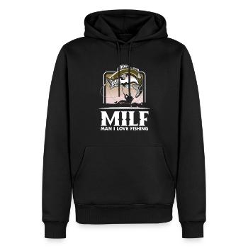 Cadeau amusant de pêcheur - Sweat à capuche Premium bio Homme - noir - Devant - Nico (187cm)
