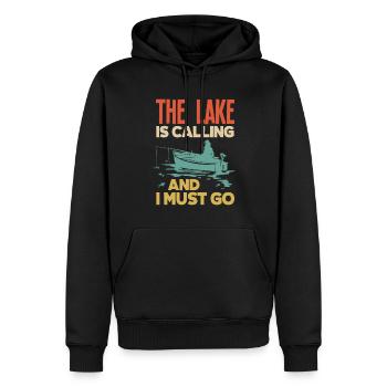 Cadeau amusant de pêcheur - Sweat à capuche Premium bio Homme - noir - Devant - Nico (187cm)