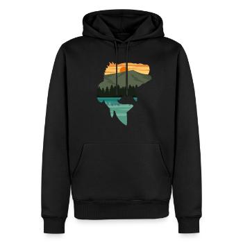 Amoureux de la pêche Nature Paysage Bass Pêcheur - Sweat à capuche Premium bio Homme - noir - Devant - Nico (187cm)