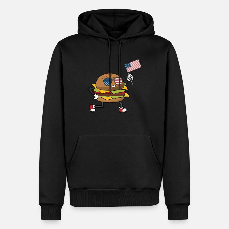 Patriotic Burger 4 juillet - Sweat à capuche Premium bio Homme - noir