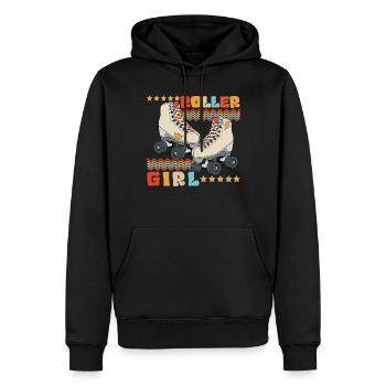 Roller Girl Retro 70s 80s Roller Skating - Men’s Premium Organic Hoodie - black - Front - Nico (187cm)