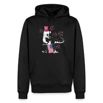 Patriotic Trex 4 juillet Dinosaures - Sweat à capuche Premium bio Homme - noir - Devant - Nico (187cm)