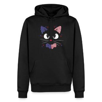 Patriotischer Katzenliebhaber 4. Juli USA - Männer Premium Bio Hoodie - Schwarz - Vorne - Nico (187cm)