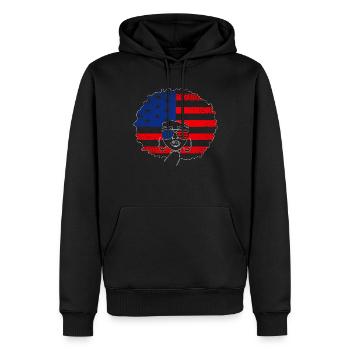 Patriotische afroamerikanische Frau 4. Juli - Männer Premium Bio Hoodie - Schwarz - Vorne - Nico (187cm)
