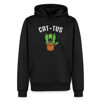 Kawaii Cactus Chat Chaton Succulents - Sweat à capuche Premium bio Homme - noir - Devant - Nico (187cm)