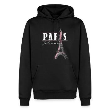 Eiffelturm Frauen Liebe Paris Frankreich - Männer Premium Bio Hoodie - Schwarz - Vorne - Nico (187cm)