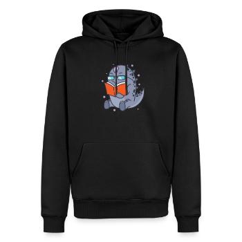 Dino lit un livre Dinosaur Reptile - Sweat à capuche Premium bio Homme - noir - Devant - Nico (187cm)