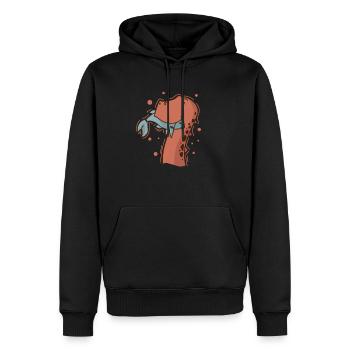Dino isst einen Fisch Dinosaurier Reptil - Männer Premium Bio Hoodie - Schwarz - Vorne - Nico (187cm)