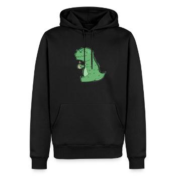 Dino trinkt Kaffee Dinosaurier Reptil - Männer Premium Bio Hoodie - Schwarz - Vorne - Nico (187cm)
