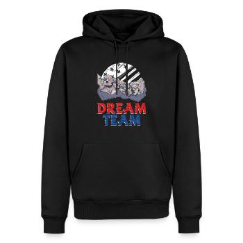 Amerikanisches 4. Juli Mt. Rushmore Dream Team - Männer Premium Bio Hoodie - Schwarz - Vorne - Nico (187cm)