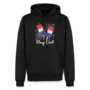 Américain 4 juillet Restez cool pour - Sweat à capuche Premium bio Homme - noir - Devant - Nico (187cm)