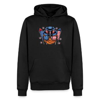 Feux d’artifice de basket-ball américain le 4 juillet - Sweat à capuche Premium bio Homme - noir - Devant - Nico (187cm)