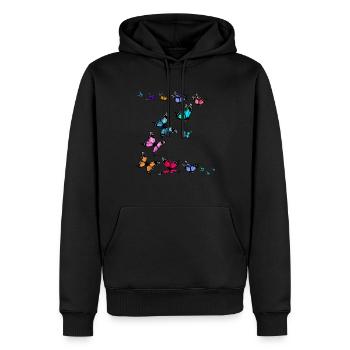 Bunte Schmetterlinge Frauen Mädchen - Männer Premium Bio Hoodie - Schwarz - Vorne - Nico (187cm)