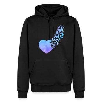 Butterfly Heart Mignon Aquarelle - Sweat à capuche Premium bio Homme - noir - Devant - Nico (187cm)