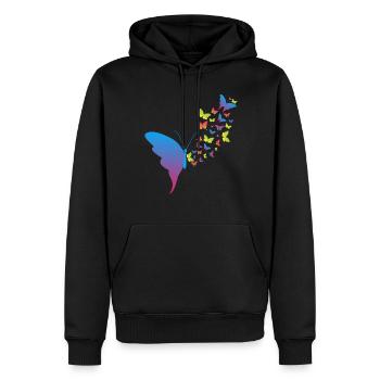 Niedlicher Schmetterling Herz Pastellfarbene - Männer Premium Bio Hoodie - Schwarz - Vorne - Nico (187cm)
