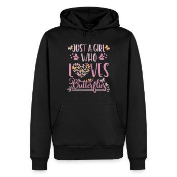 Butterfly Girl Papillons mignons - Sweat à capuche Premium bio Homme - noir - Devant - Nico (187cm)