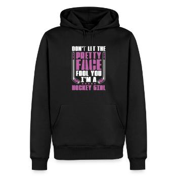 Ne vous laissez pas être du joli visage - Sweat à capuche Premium bio Homme - noir - Devant - Nico (187cm)