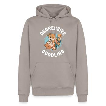 Aggressive Cuddling Jiu Jitsu Geschenk - Männer Premium Bio Hoodie - Taupe - Vorne - Nico (187cm)