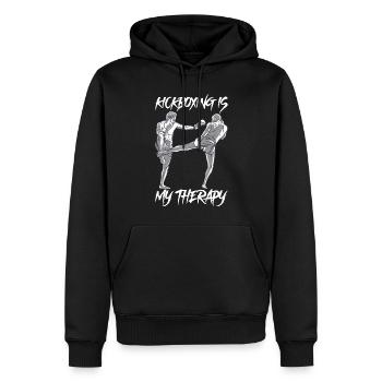 Le kickboxing est mon cadeau de thérapie Kickboxing - Sweat à capuche Premium bio Homme - noir - Devant - Nico (187cm)