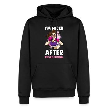 Dans le plus agréable après kickboxing Kickboxing Cadeau - Sweat à capuche Premium bio Homme - noir - Devant - Nico (187cm)
