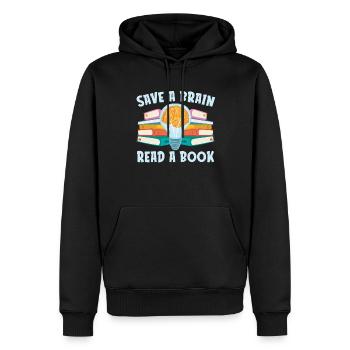 Save a Brain Read a Book for Book Lovers - Men’s Premium Organic Hoodie - black - Front - Nico (187cm)