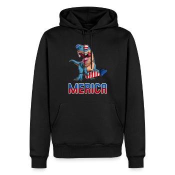 Patriotisch Trex amerikanische Dino Merica 4. Juli - Männer Premium Bio Hoodie - Schwarz - Vorne - Nico (187cm)