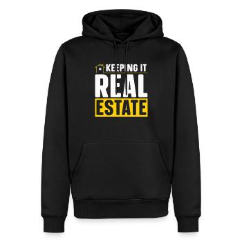 Gardez-le bien immobilier pour les agents immobiliers - Sweat à capuche Premium bio Homme - noir - Devant - Nico (187cm)
