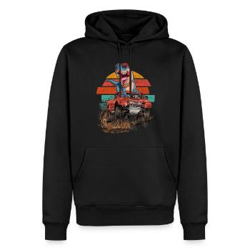 Retro Trex Monster Truck Dirt Race Dinosaur - Men’s Premium Organic Hoodie - black - Front - Nico (187cm)