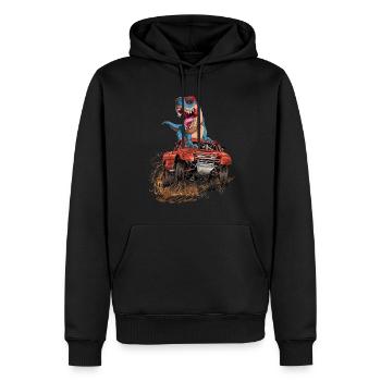 Trex Monster Truck Dirt Race Dinosaurs - Men’s Premium Organic Hoodie - black - Front - Nico (187cm)