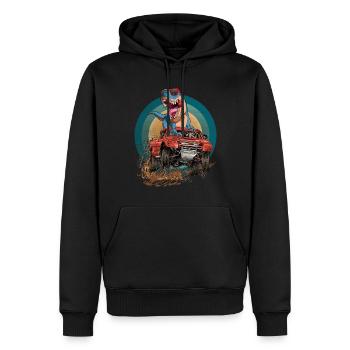 Monster Truck Trex Dirt Race Dinosaurs - Men’s Premium Organic Hoodie - black - Front - Nico (187cm)