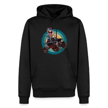Trex Monster Truck Boys Dirt Race Dinosaur - Men’s Premium Organic Hoodie - black - Front - Nico (187cm)
