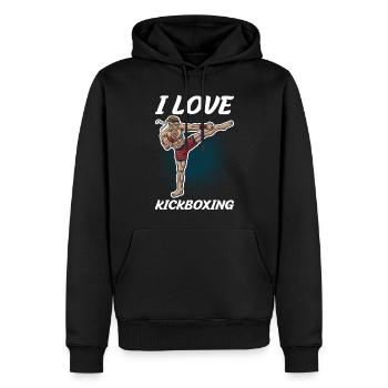 J’adore kickboxing Kickboxing Cadeau - Sweat à capuche Premium bio Homme - noir - Devant - Nico (187cm)