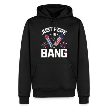 Feux d’artifice Humour Drapeau américain 4 juillet - Sweat à capuche Premium bio Homme - noir - Devant - Nico (187cm)