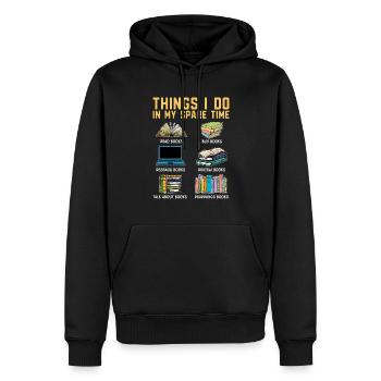 Ce que je fais pendant mon temps libre pour - Sweat à capuche Premium bio Homme - noir - Devant - Nico (187cm)