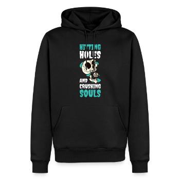 Hitting Holes And Crushing Souls Billard Geschenk - Männer Premium Bio Hoodie - Schwarz - Vorne - Nico (187cm)