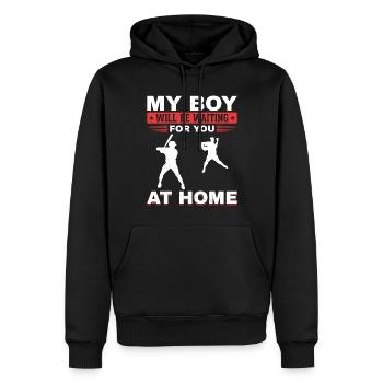 Son Baseball Catcher Pitcher Batter Papa Mama - Men’s Premium Organic Hoodie - black - Front - Nico (187cm)